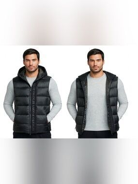 🫎Moose Knuckles Black Quilted Hooded Puffer Vest
